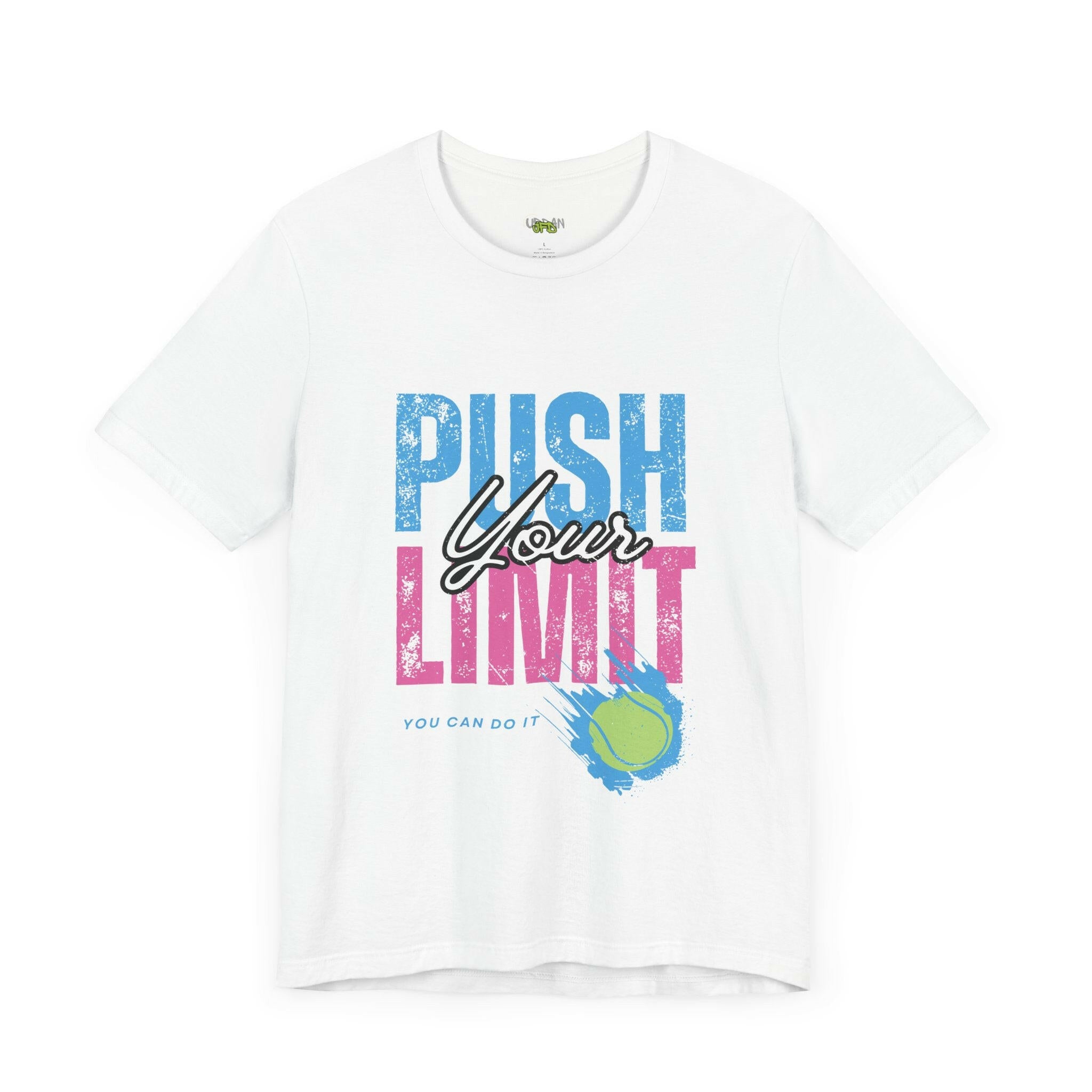 Motivational Tennis Tee - "Push Your Limit" Unisex Short Sleeve Shirt.
