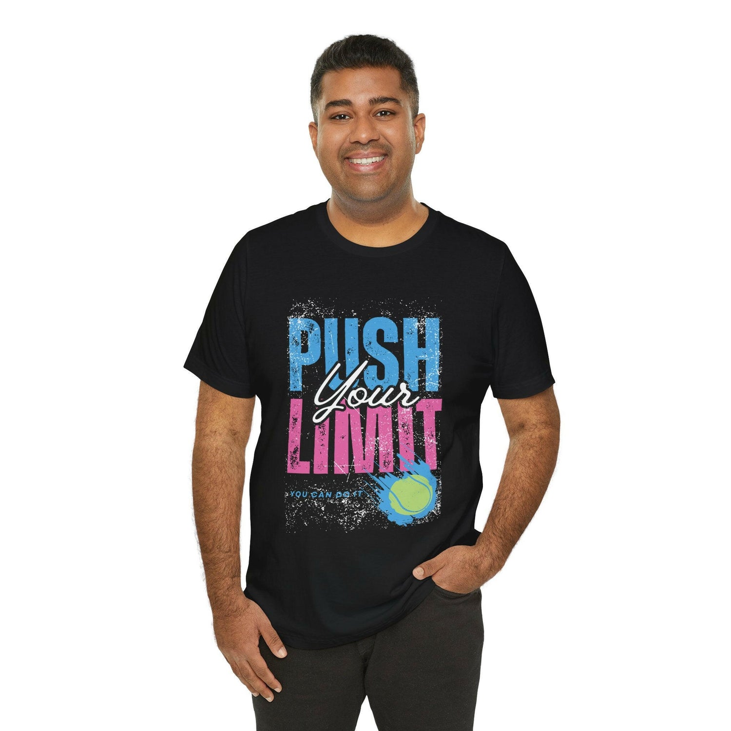 Motivational Tennis Tee - "Push Your Limit" Unisex Short Sleeve Shirt.