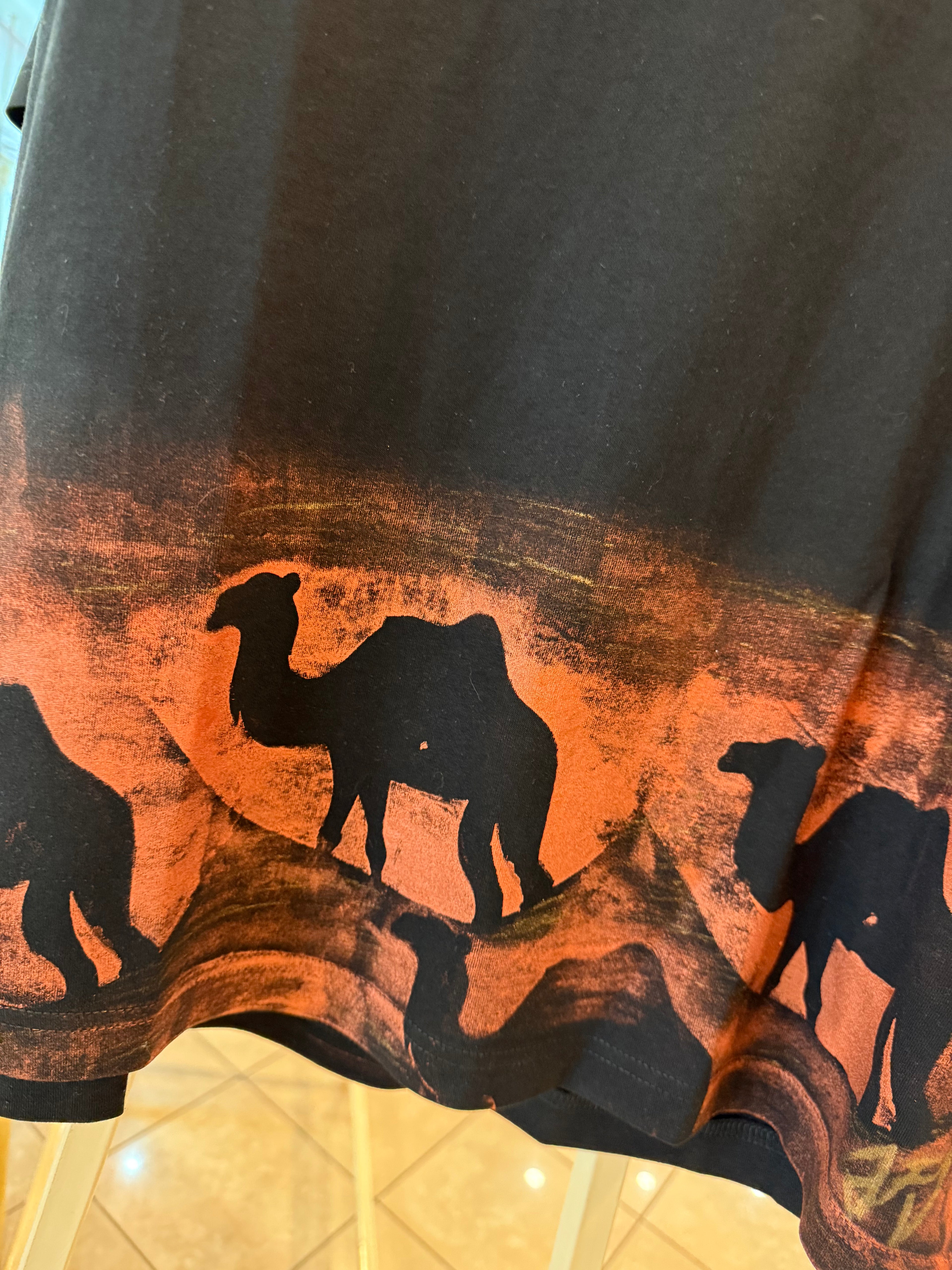Handprinted camel design tee by JFD, urban fashion UAE