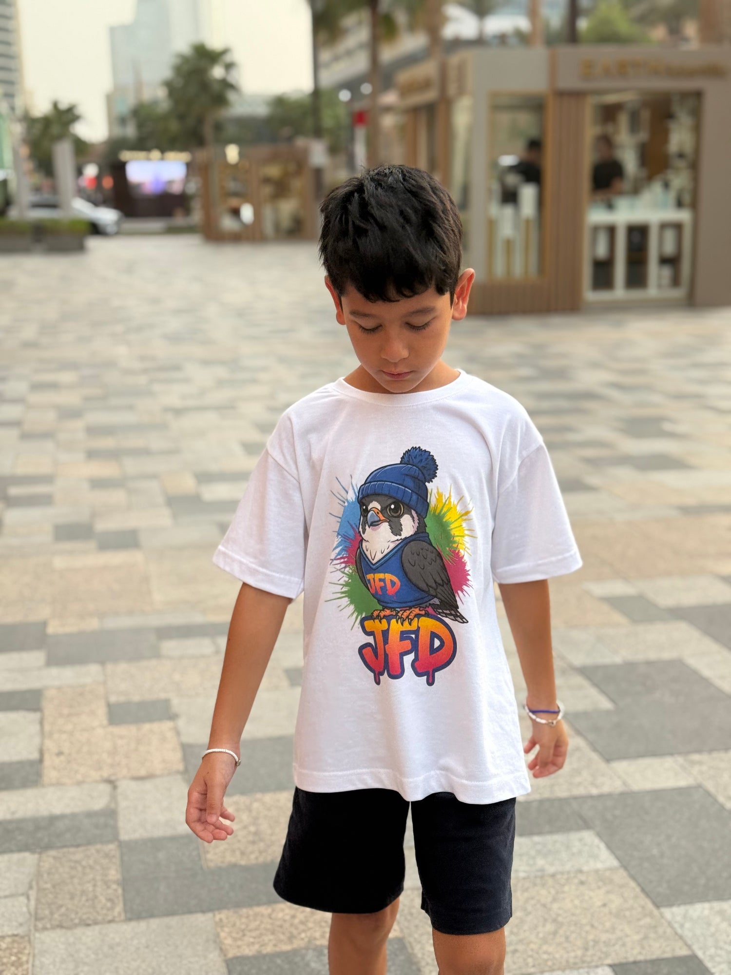 handmade falcon graffiti kids T-shirt JFD streetwear Dubai UAE