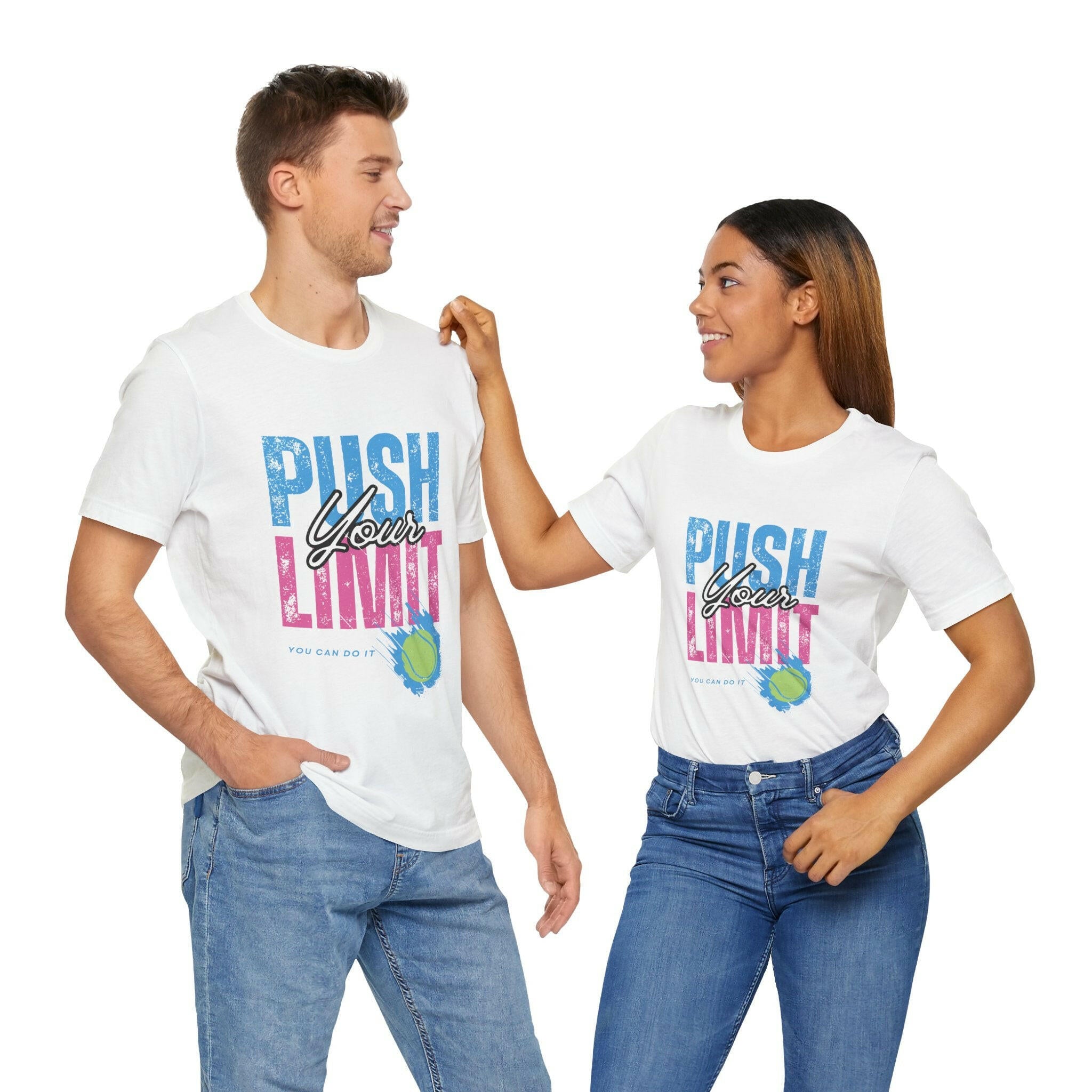 Motivational Tennis Tee - "Push Your Limit" Unisex Short Sleeve Shirt.