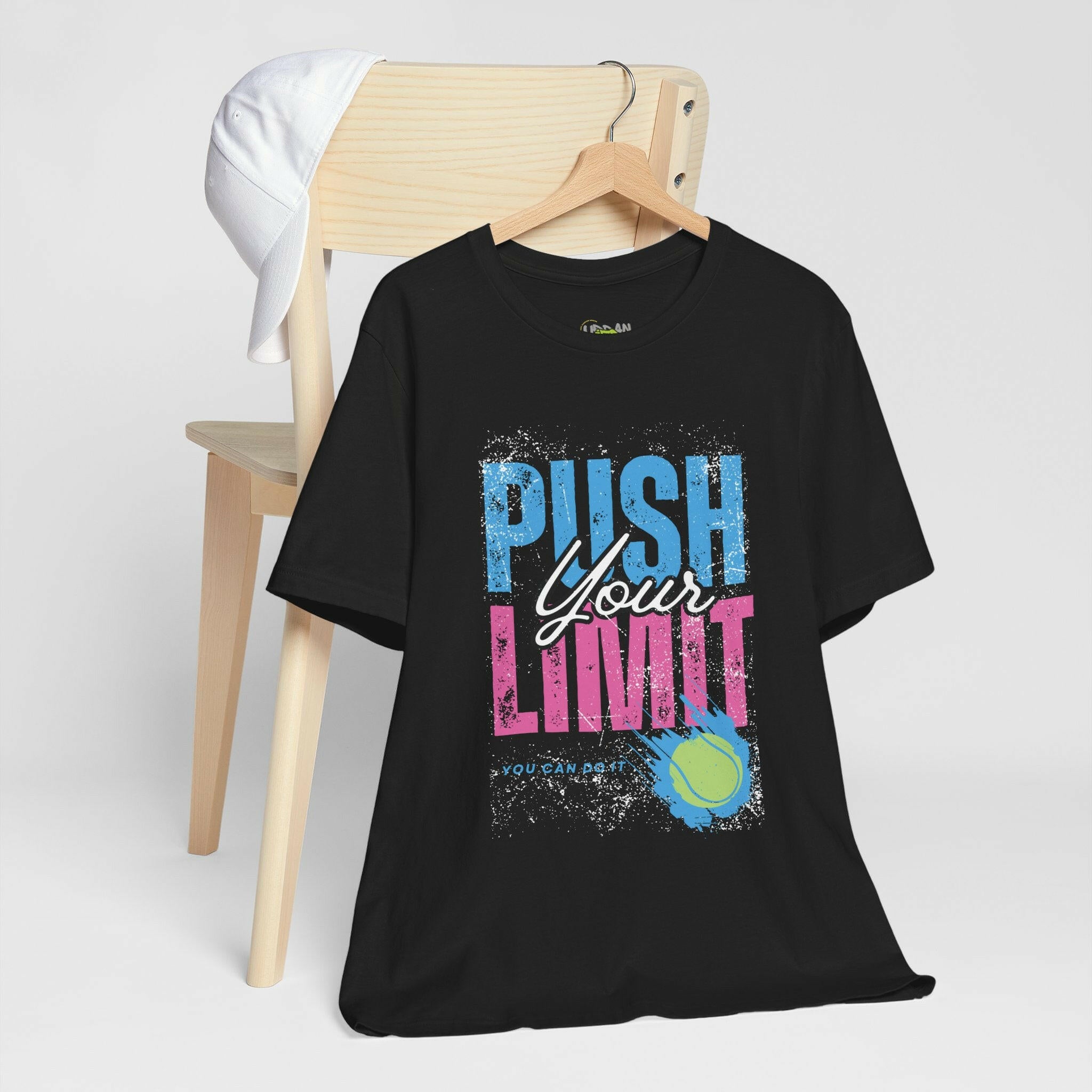 Motivational Tennis Tee - "Push Your Limit" Unisex Short Sleeve Shirt.