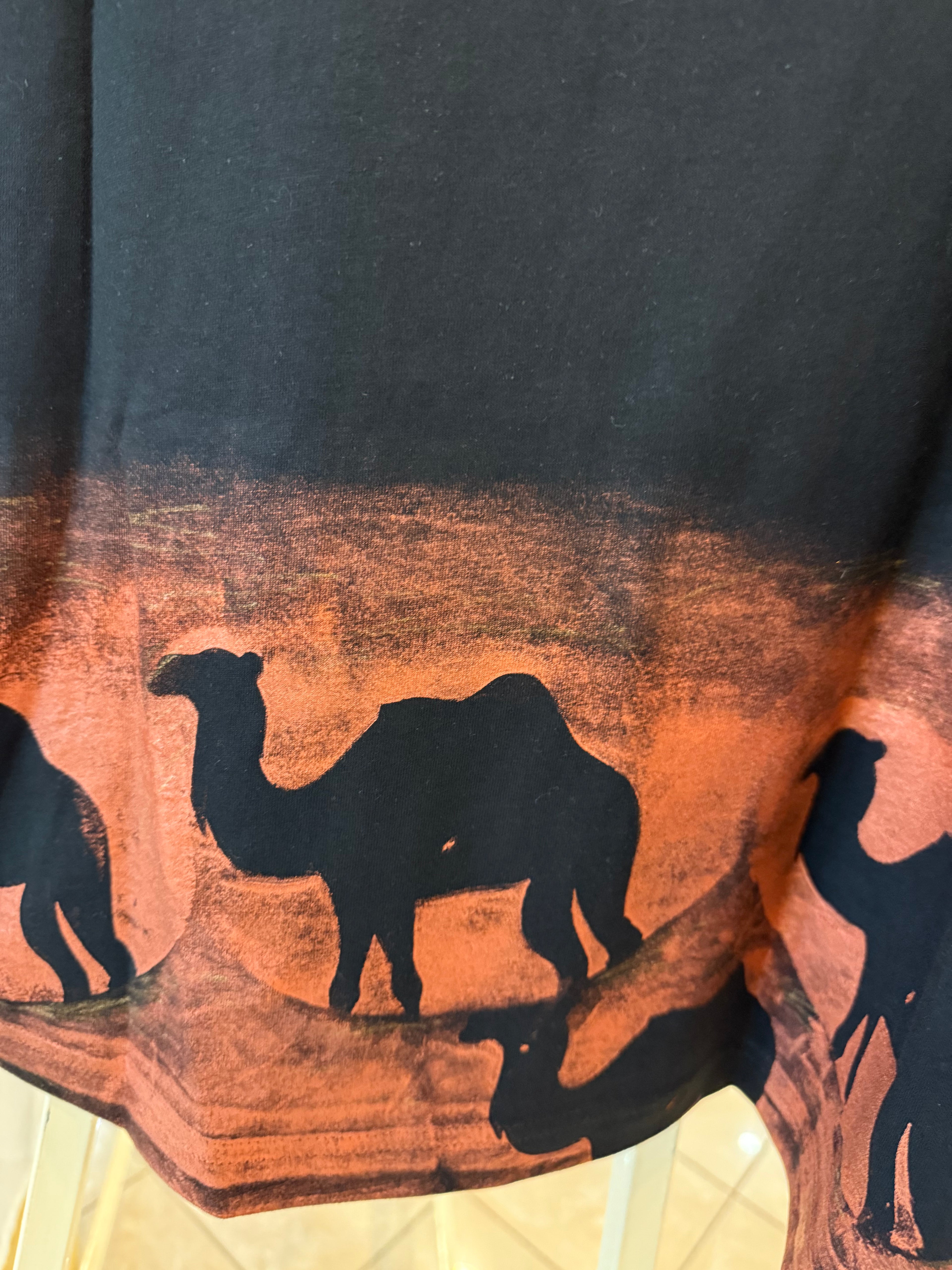 Handprinted camel design tee by JFD, urban fashion UAE