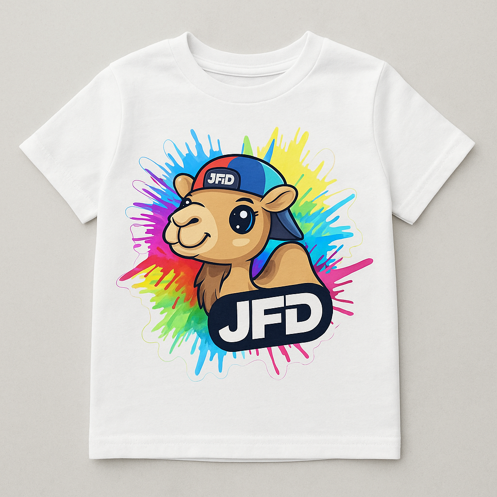 Kids camel graffiti cap T-shirt handmade JFD streetwear Dubai