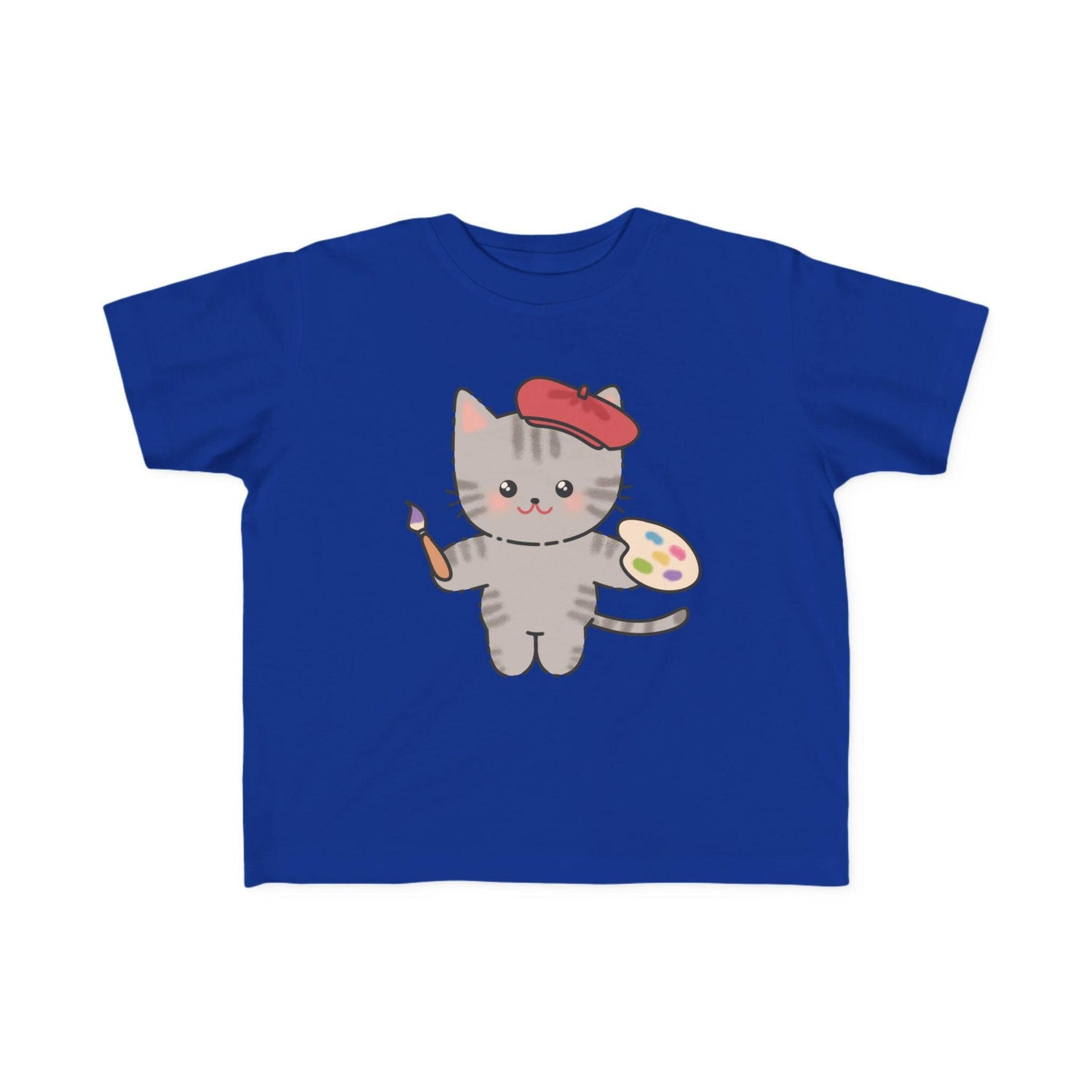 Cute Artist Cat Toddler T-Shirt - Creative Kids Tee for Art Lovers.