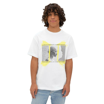 Inspirational Unisex Oversized Boxy Tee - Artistic Design with Latin Quotes.