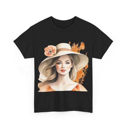 Woman tee - Beautiful hat girl art.