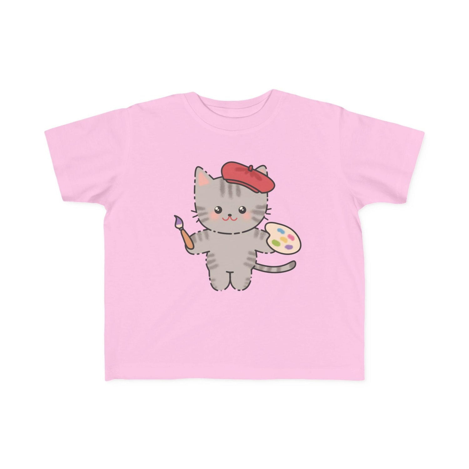 Cute Artist Cat Toddler T-Shirt - Creative Kids Tee for Art Lovers.