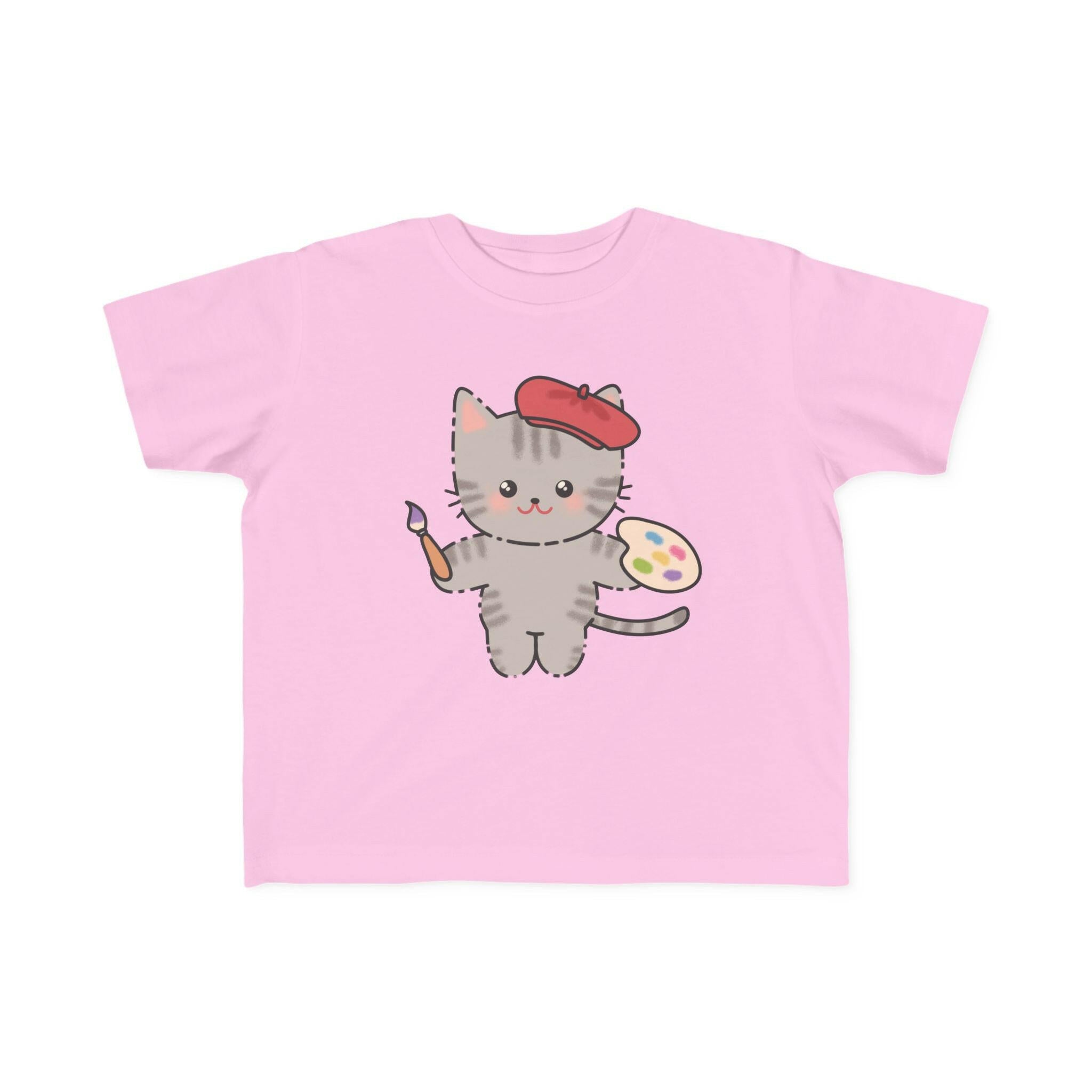 Cute Artist Cat Toddler T-Shirt - Creative Kids Tee for Art Lovers.