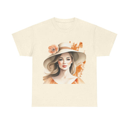 Woman tee - Beautiful hat girl art.