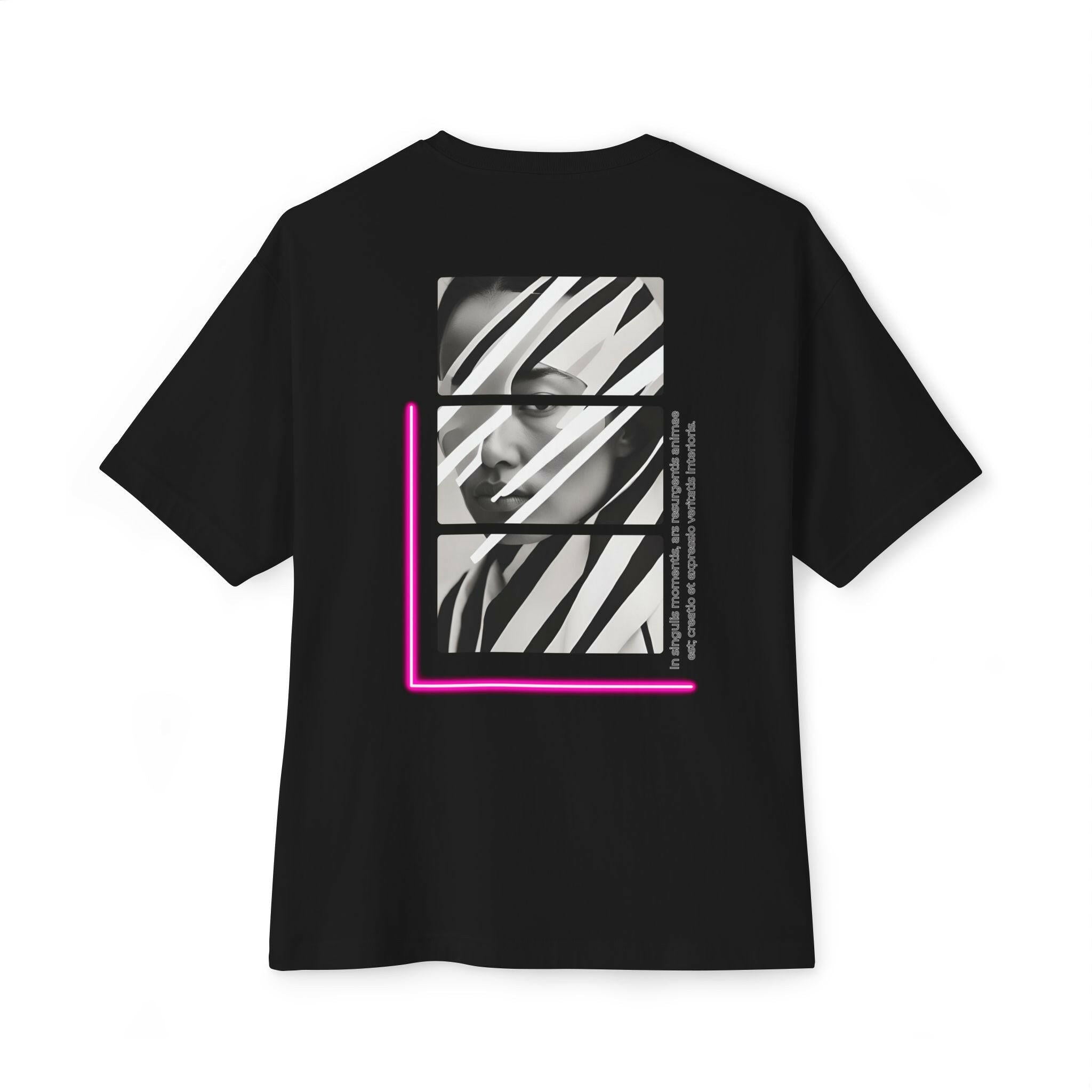 Trendy Unisex Oversized Boxy Tee with Striking Graphic Design.