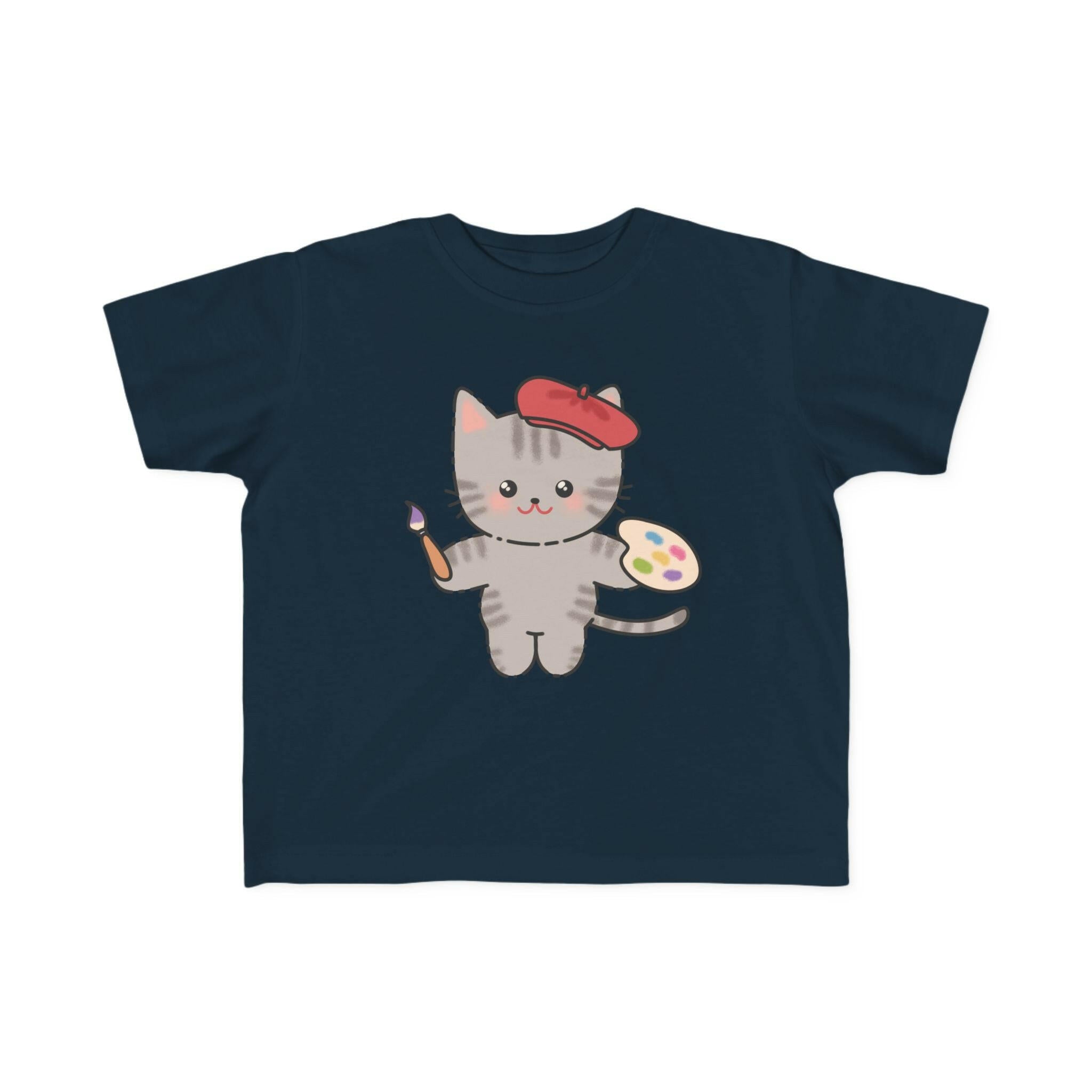 Cute Artist Cat Toddler T-Shirt - Creative Kids Tee for Art Lovers.