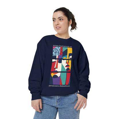 Unisex colorful sweatshirt featuring unique art design and motivational quote, perfect for stylish comfort.