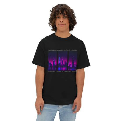 Vibrant Cityscape Unisex Oversized Boxy Tee - &