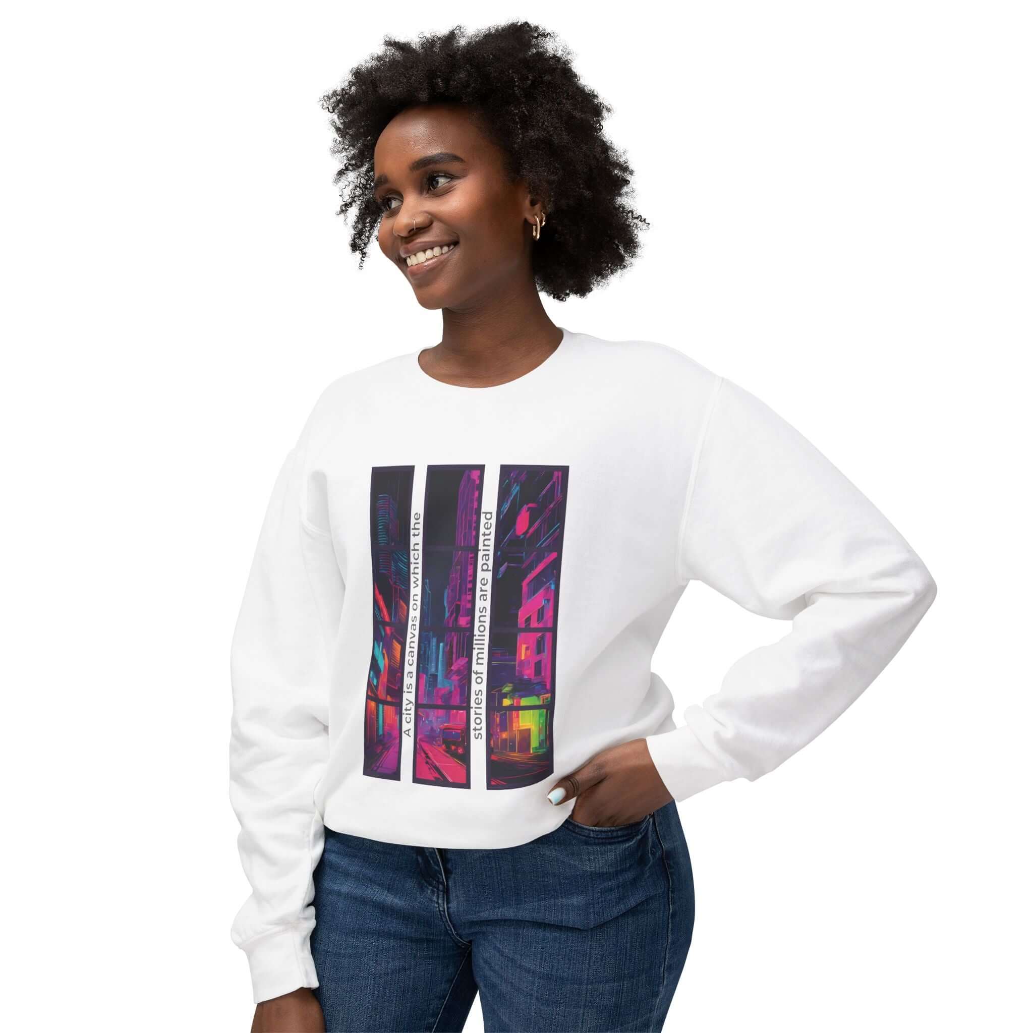 Artistic Neon Vibes Crewneck Sweatshirt | Unisex Lightweight Fashion.