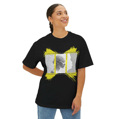 Inspirational Unisex Oversized Boxy Tee - Artistic Design with Latin Quotes.