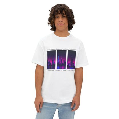 Vibrant Cityscape Unisex Oversized Boxy Tee - &