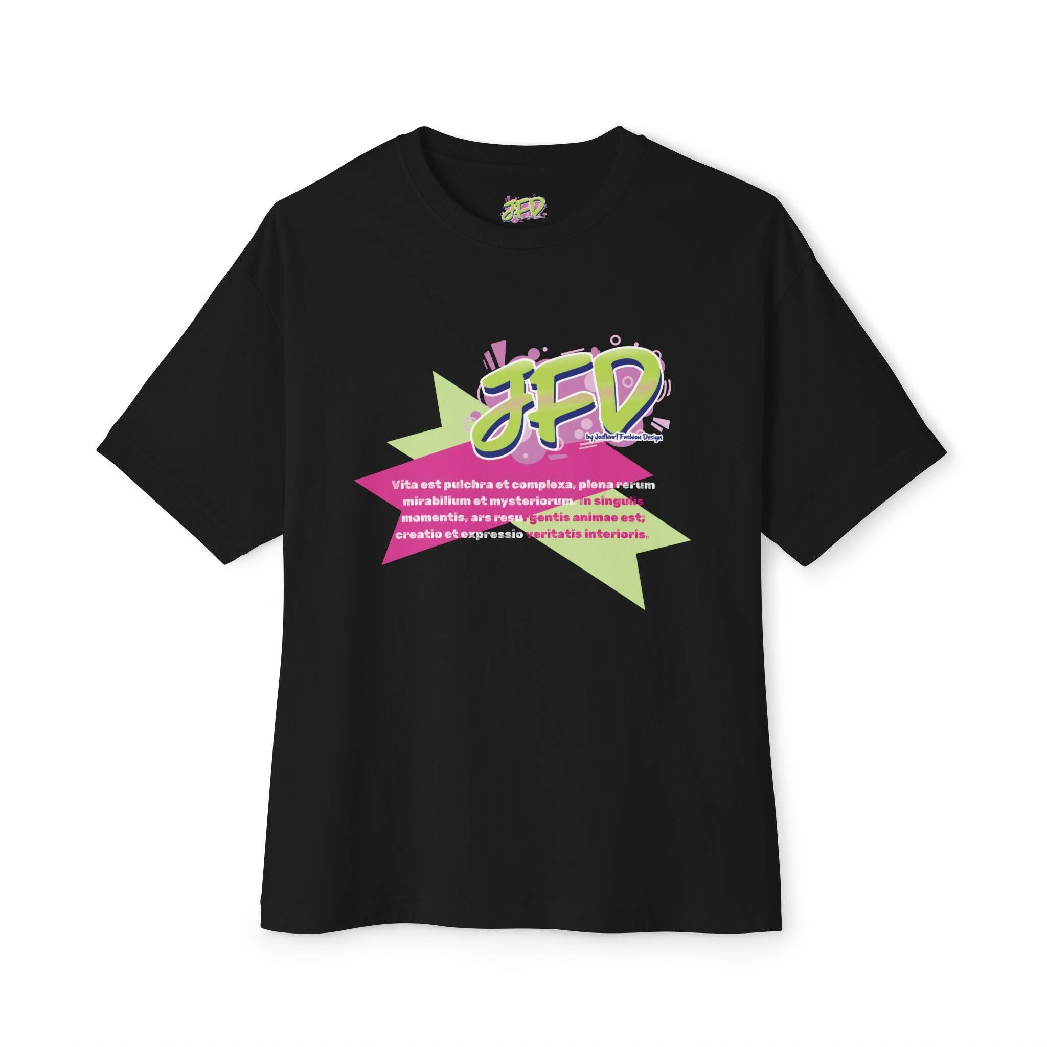 Bold Graphic Unisex Oversized Boxy Tee - Vibrant JFD Design