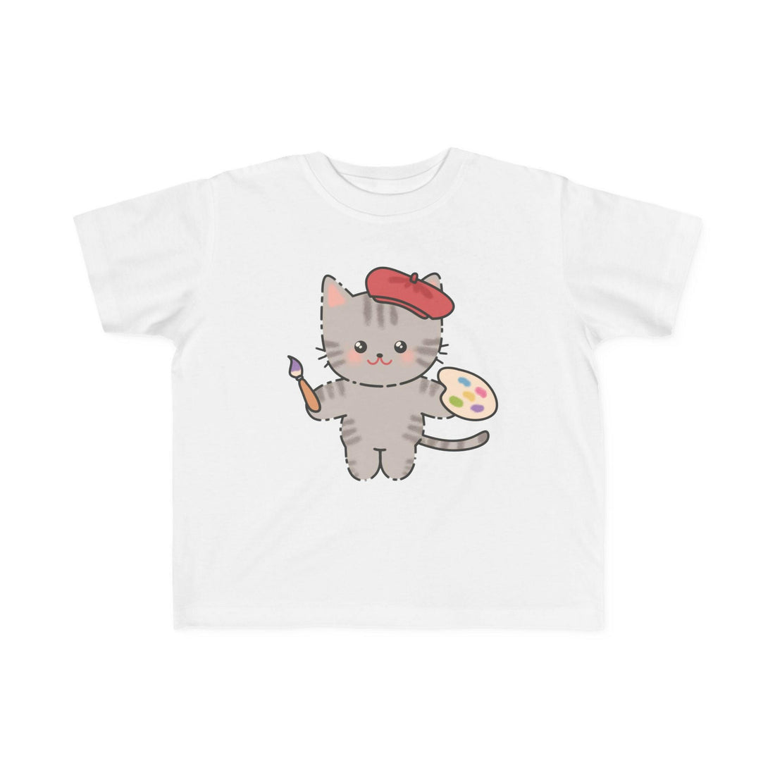 Cute Artist Cat Toddler T-Shirt - Creative Kids Tee for Art Lovers.