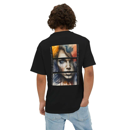 Unisex oversized tee featuring an artistic design of a woman&