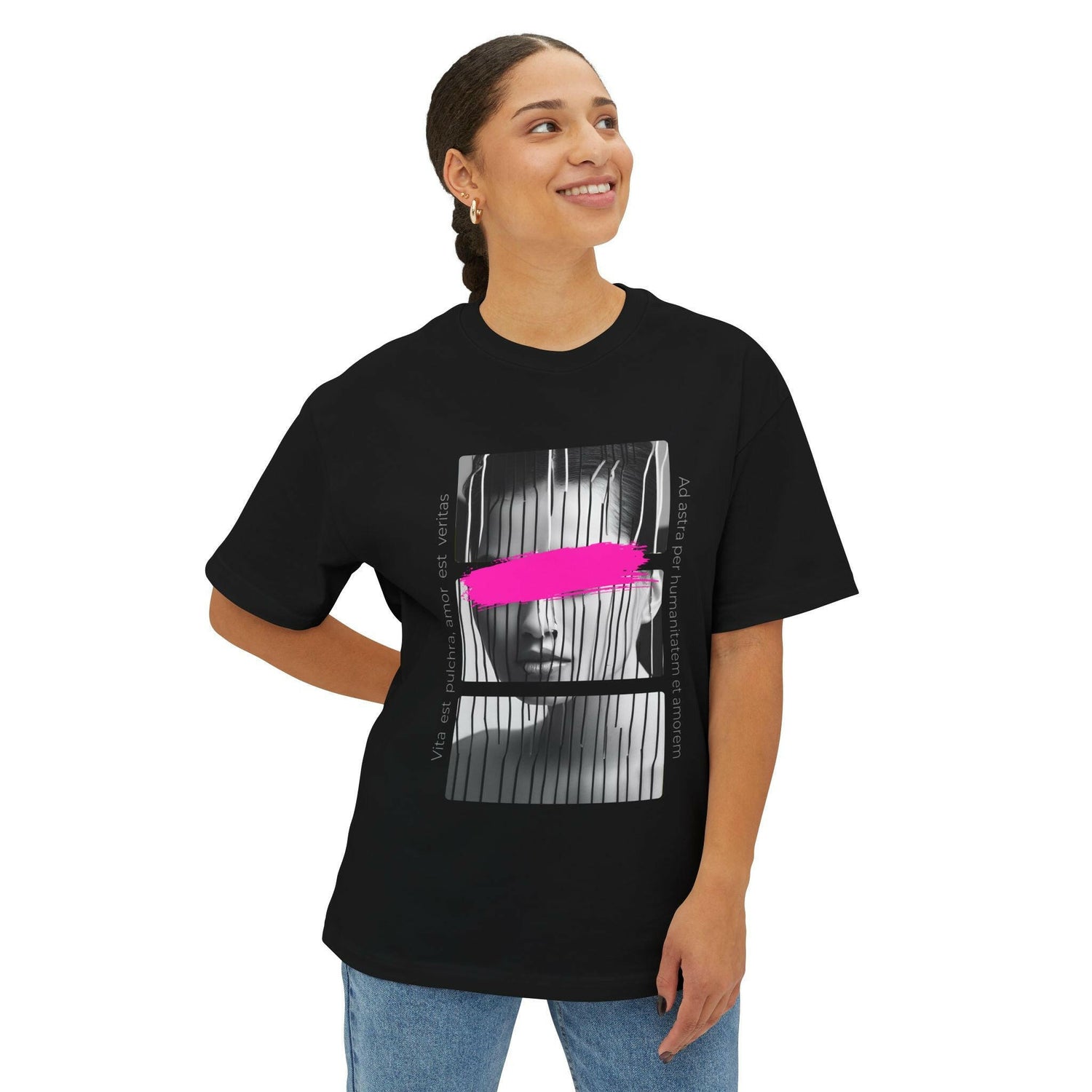 Vibrant Oversized Boxy Tee - Bold Graphic Art Print.