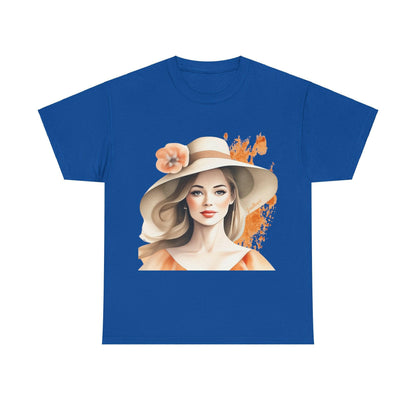 Woman tee - Beautiful hat girl art.