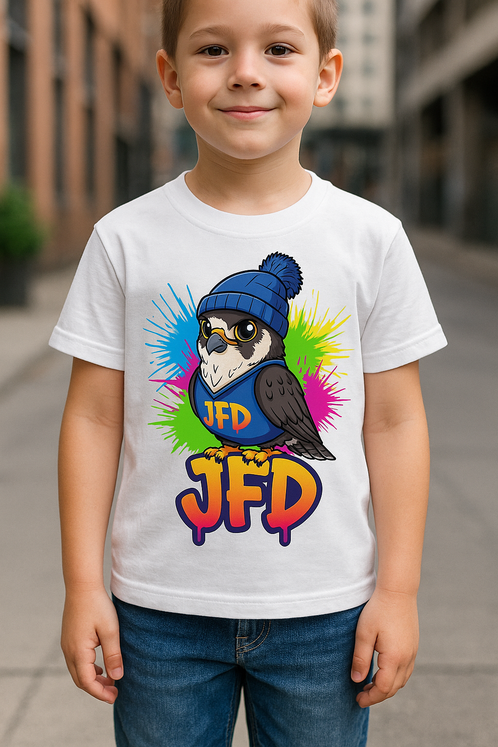 handmade falcon graffiti kids T-shirt JFD streetwear Dubai UAE