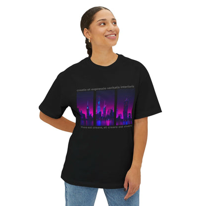 Vibrant Cityscape Unisex Oversized Boxy Tee - &