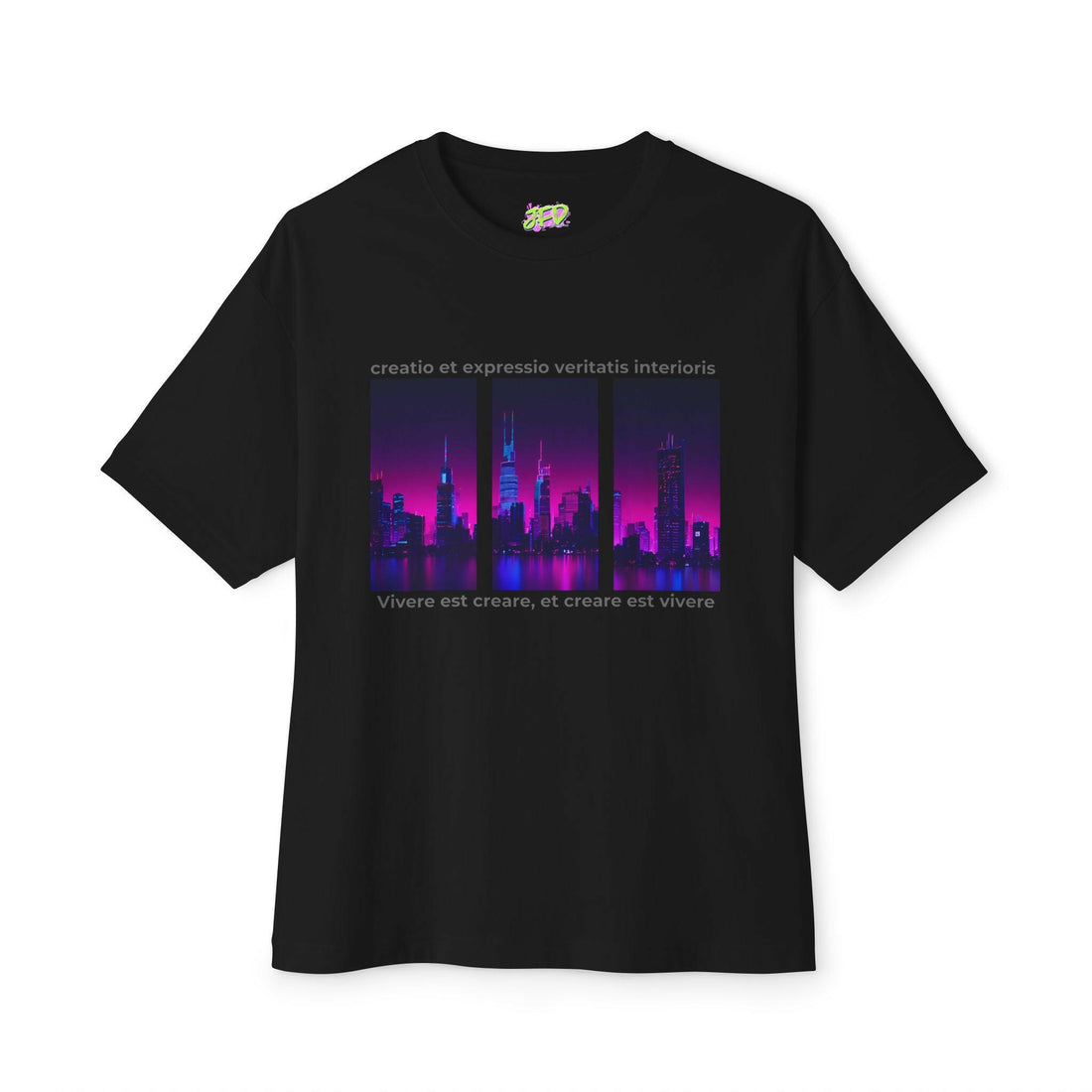 Vibrant Cityscape Unisex Oversized Boxy Tee - &