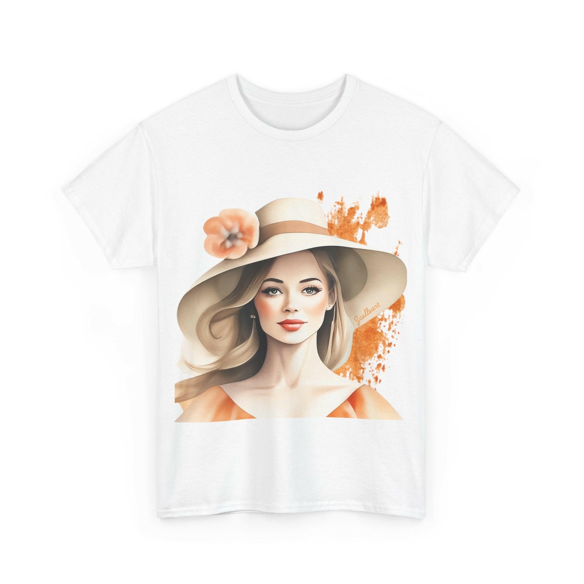 Woman tee - Beautiful hat girl art.