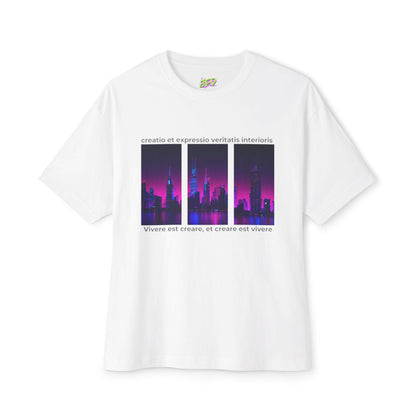 Vibrant Cityscape Unisex Oversized Boxy Tee - &