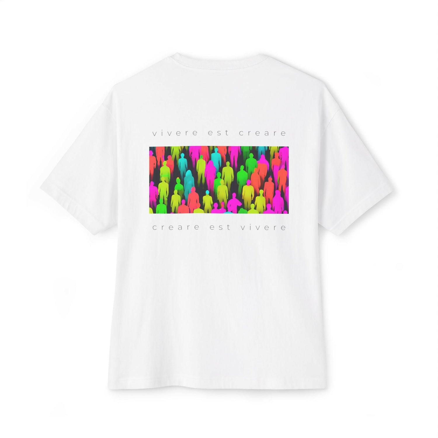 Vibrant Inspirational Unisex Oversized Boxy Tee - ‘Vivere Est Creare’ Design