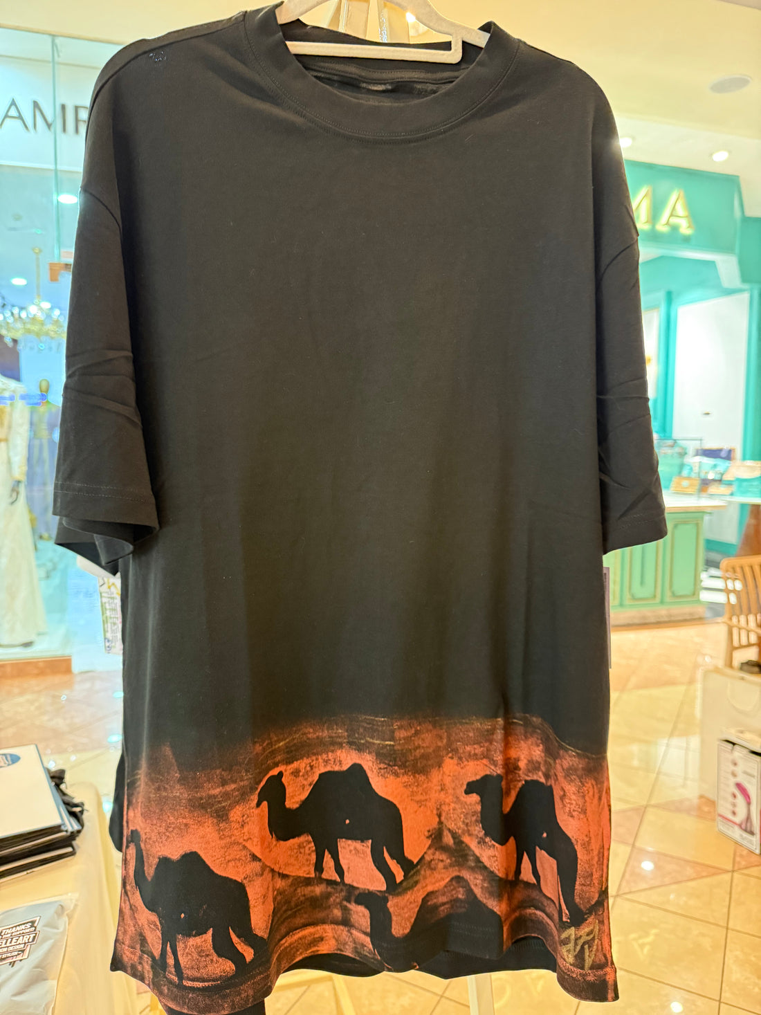 Handprinted camel design tee by JFD, urban fashion UAE