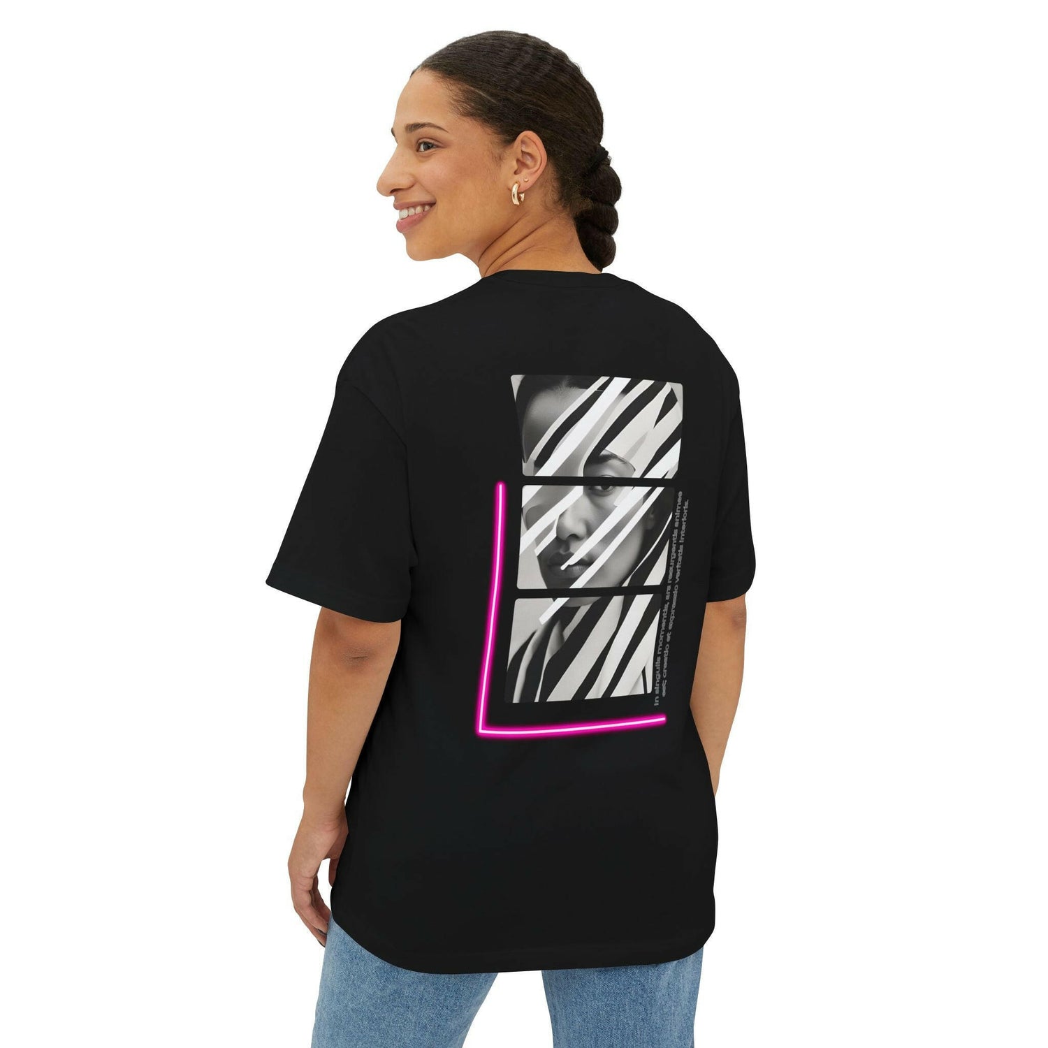 Trendy Unisex Oversized Boxy Tee with Striking Graphic Design.