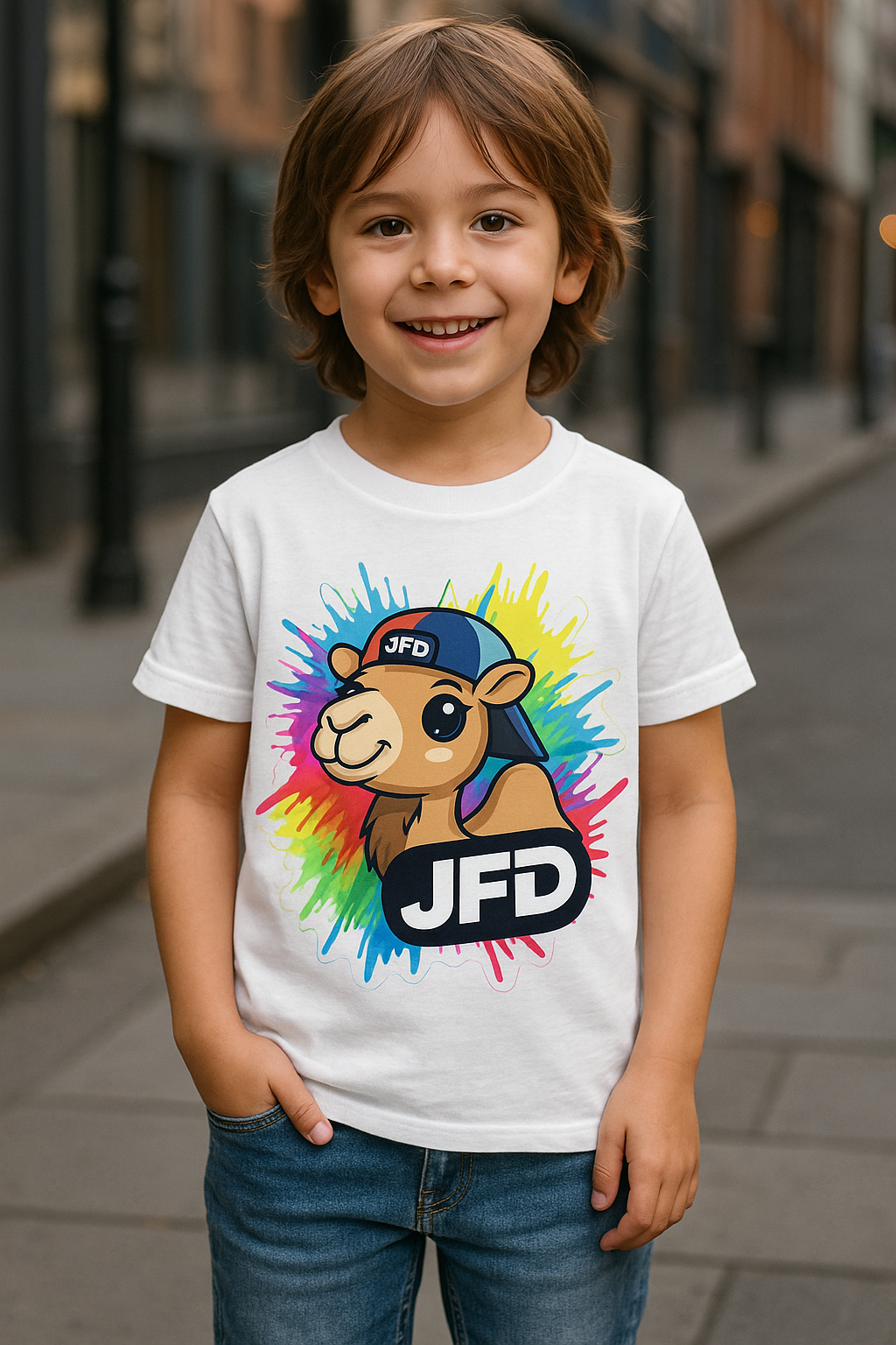 Kids camel graffiti cap T-shirt handmade JFD streetwear Dubai