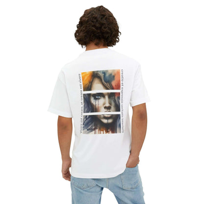 Unisex oversized tee showcasing an artistic design on the back, perfect for casual outings and art lovers.