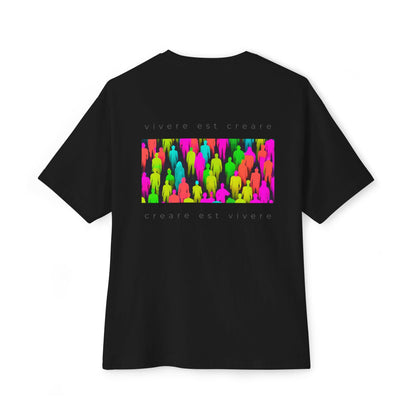 Vibrant Inspirational Unisex Oversized Boxy Tee - ‘Vivere Est Creare’ Design