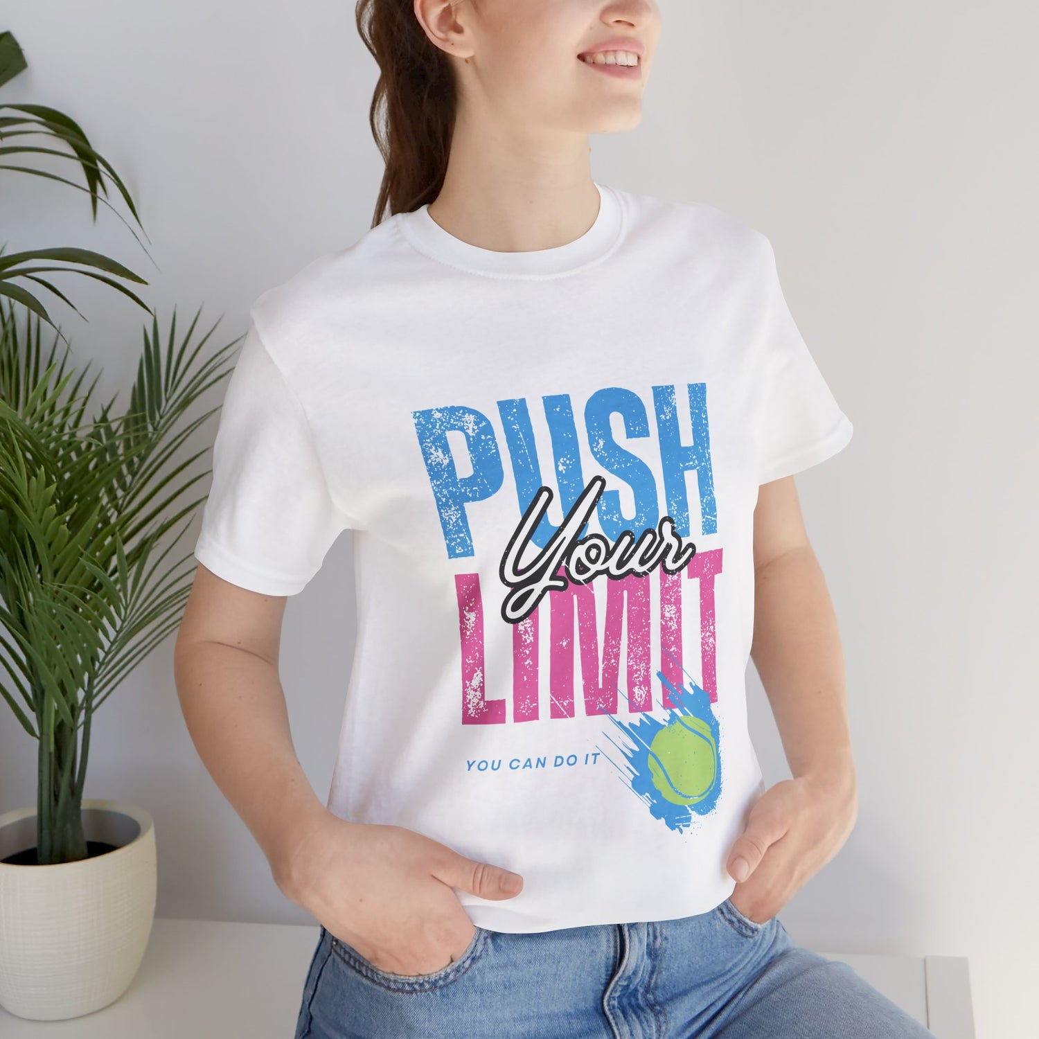 Motivational Tennis Tee - &quot;Push Your Limit&quot; Unisex Short Sleeve Shirt