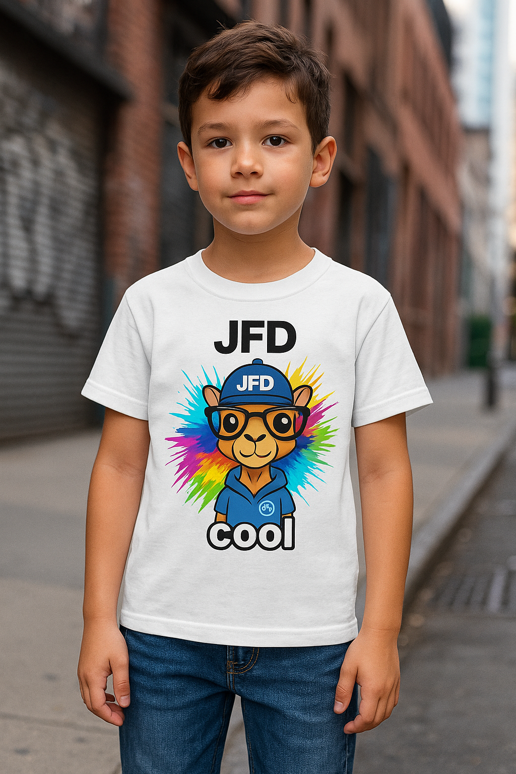 Cool camel graffiti kids T-shirt handmade cotton JFD UAE