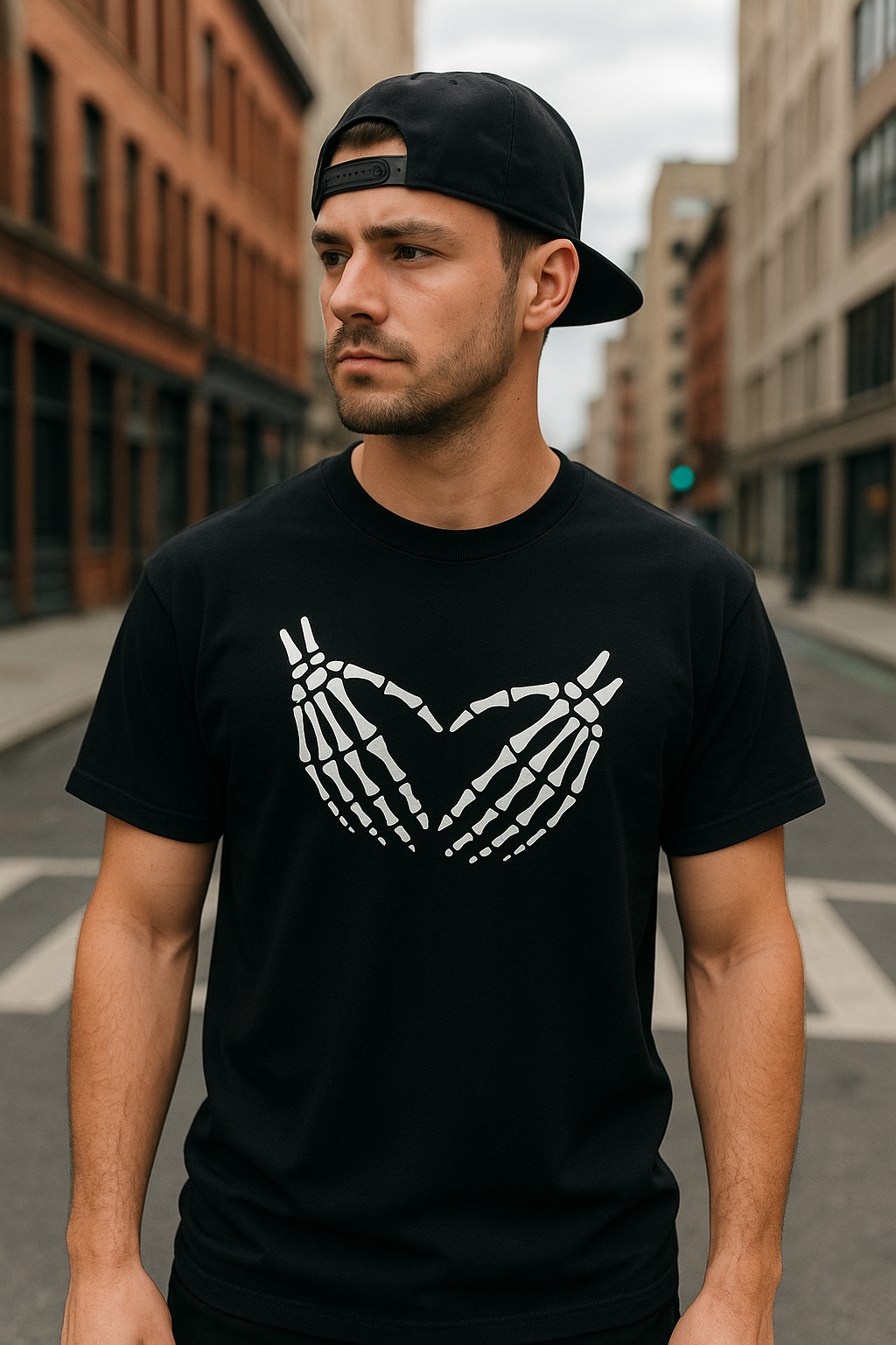 Skull splash lines T-shirt
