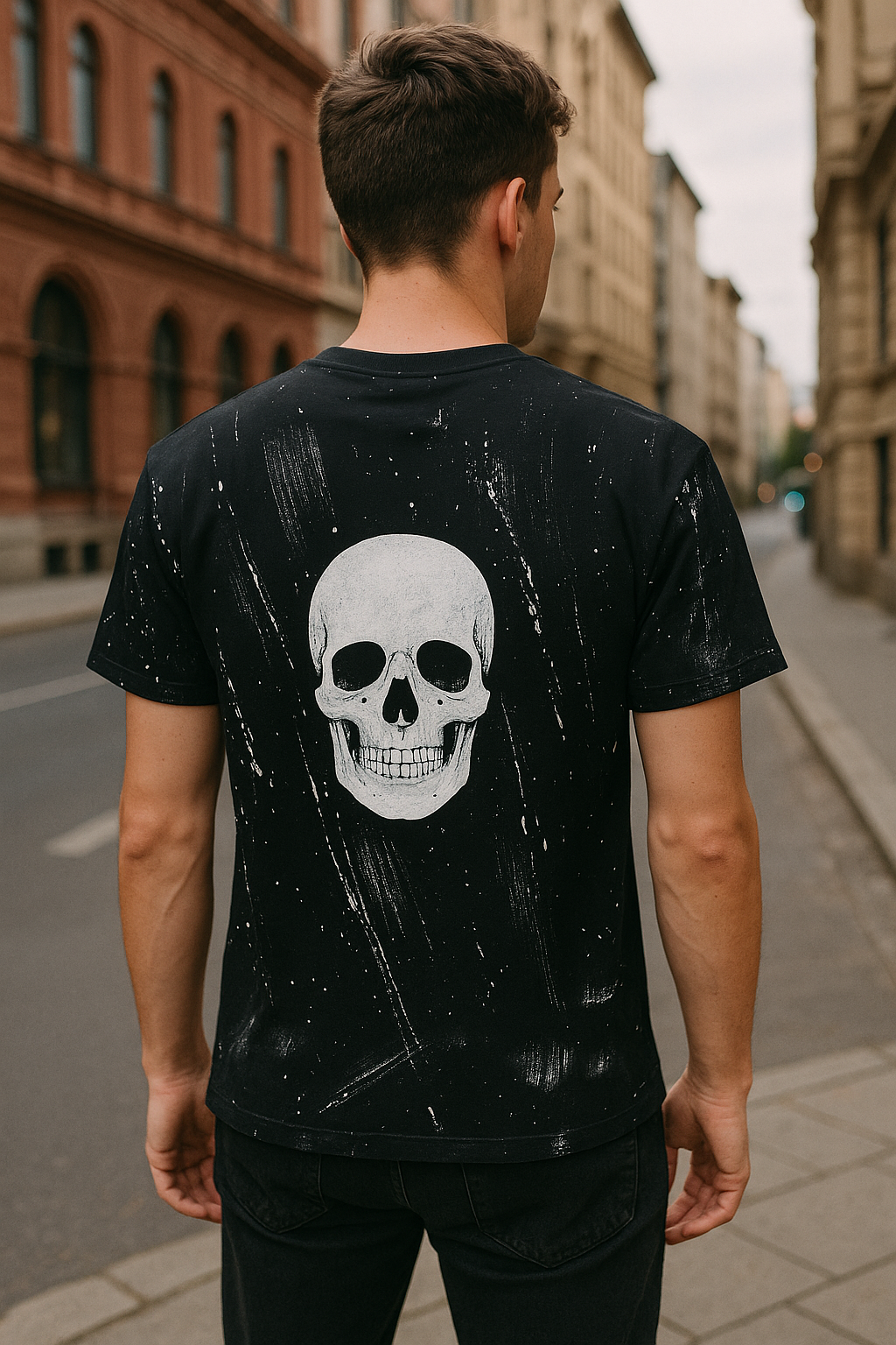 Skull splash lines T-shirt